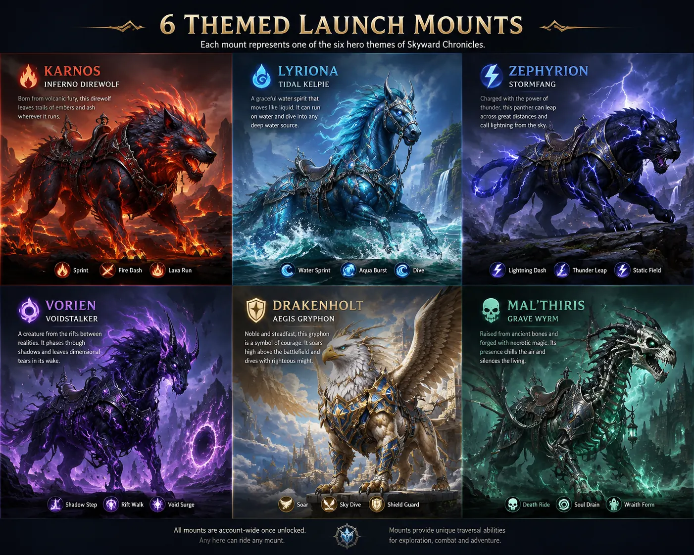 The six approved themed launch mounts